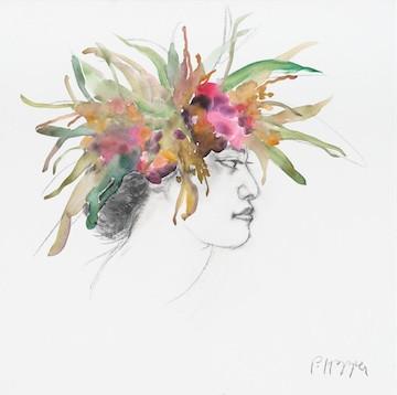 Alana Print by Pegge Hopper,  watercolor and charcoal, Giclee on Canvas